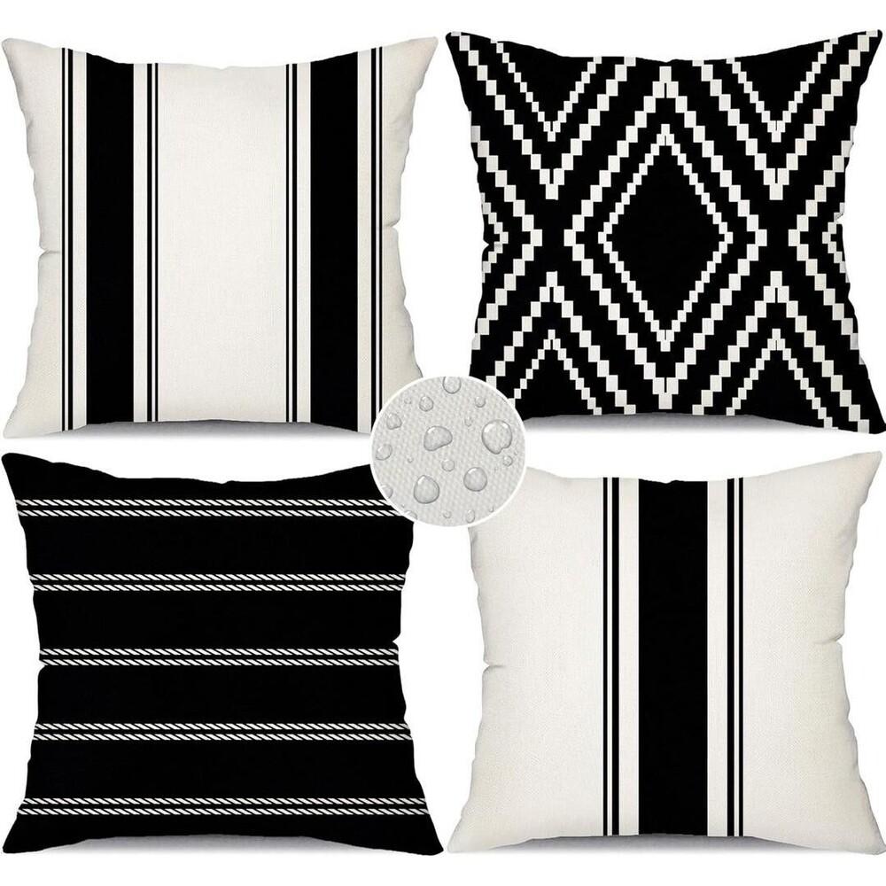 DFXSZ Outdoor Pillow Covers 16x16 Inch Set of 4 Waterproof Modern Geometry Throw